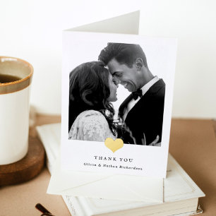 Corazón Dorado Agradecimiento de Foto de Boda
