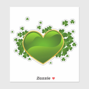 Corazón dorado con Pegatina Shamrock