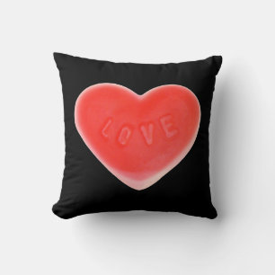 Corazón dulce Negro de un lado lanzar almohada cua