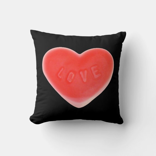Corazón dulce Negro de un lado lanzar almohada cua (Anverso)