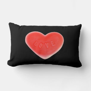 Corazón dulce Negro de un lado lanzar almohada lum