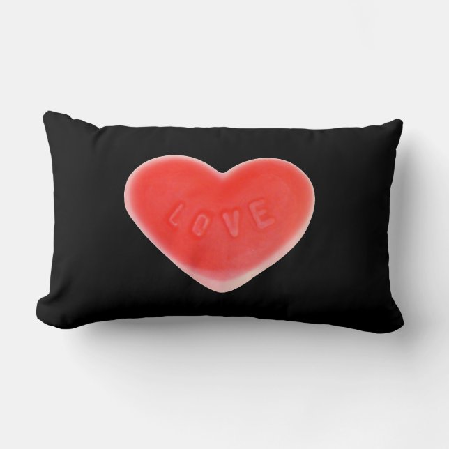 Corazón dulce Negro de un lado lanzar almohada lum (Anverso)