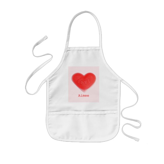 Corazón dulce Rosa 'Nombre' delantal niños (Frente)