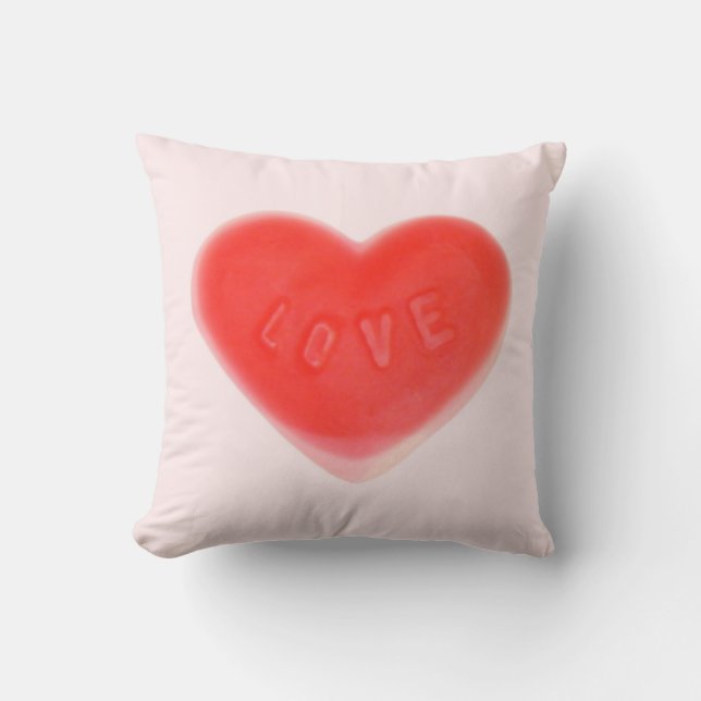 Corazón dulce Rosa un lado rojo tirar almohada cua (Anverso)