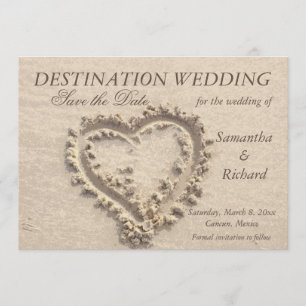 Corazón echado en arena - Salva el anuncio de fech