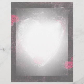 Corazón elegante negro y membrete Rosa