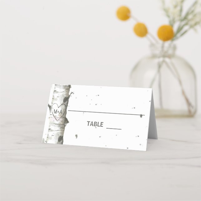 Corazón en árbol con las iniciales tarjetas de pla (Anverso)