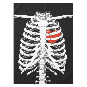 Corazón en el mantel esquelético de Halloween de