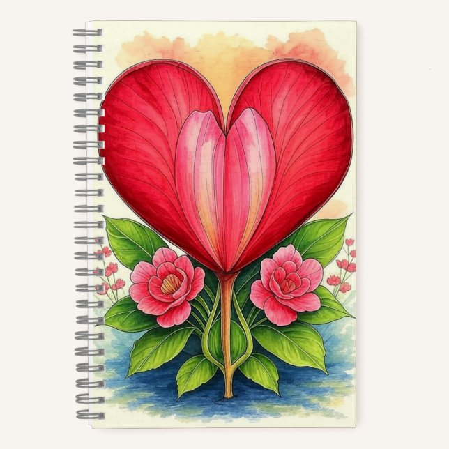 Corazón en flor | Cuaderno de Corazón Floral (Anverso)