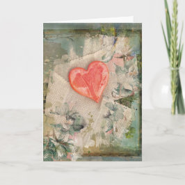 Corazón En La Tarjeta De Saludo De Flores