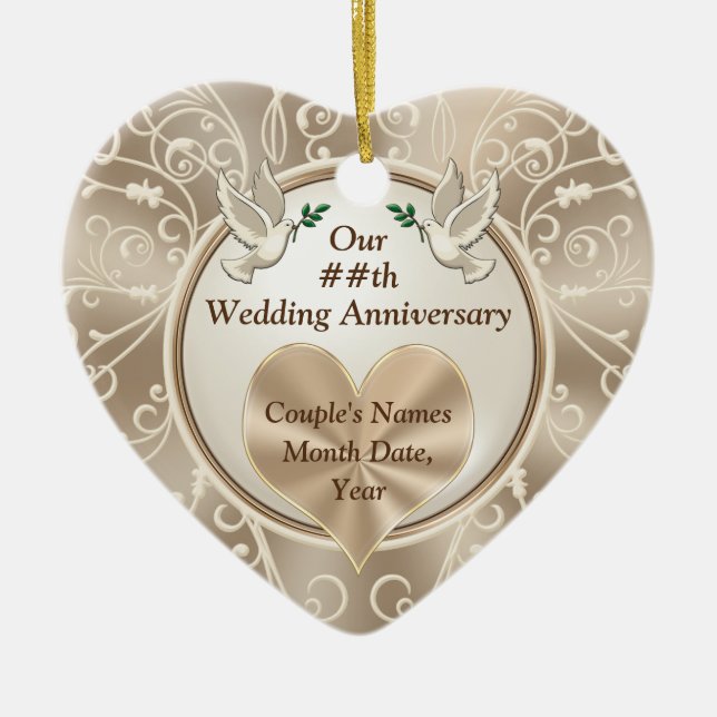 Corazón espléndido, ornamentos de aniversario Boda (Frente)