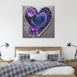 Corazón fantástico de zafiro y amatista con arte d