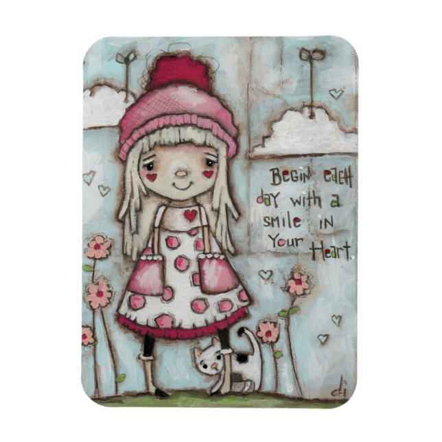 Corazón feliz - imán 3x4"