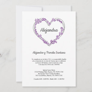 Corazón Floral en Morado para Quinceañera