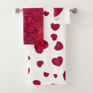 Corazón Floral Romántico de Rosa Roja con Texto Pe