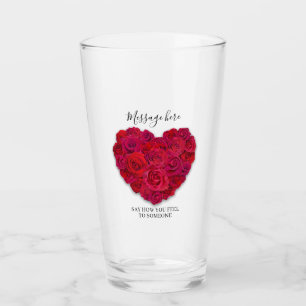 Corazón Floral Romántico de Rosa Roja con Texto Pe