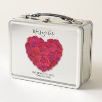Corazón Floral Romántico de Rosa Roja con Texto Pe