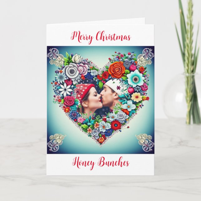 Corazón Floral Romántico Navidad Personalizada (Anverso)