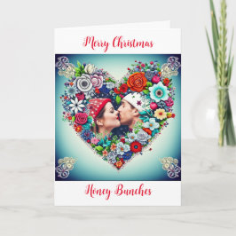 Corazón Floral Romántico Personalizado de Navidad