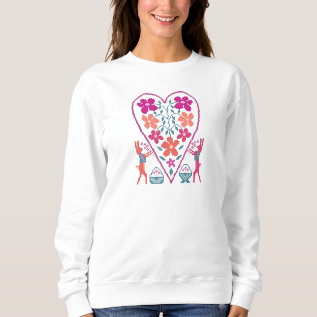 Corazón folclórico de las mujeres con sudadera de  (Anverso)