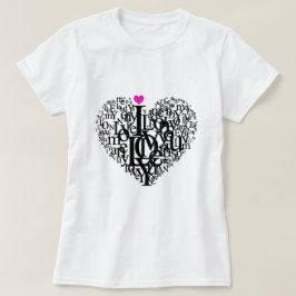 Corazón forma Amor Texto Camiseta