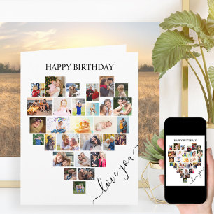 Corazón Foto Collage Amor Tarjeta de Cumpleaños co