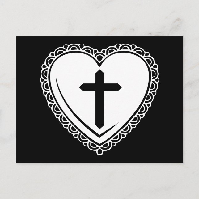 Corazón gótico y postal cruzada (blanco y negro) (Anverso)