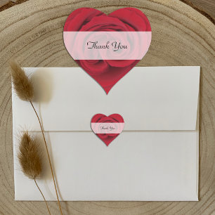 Corazón Gracias Pegatinas — Rosa Roja