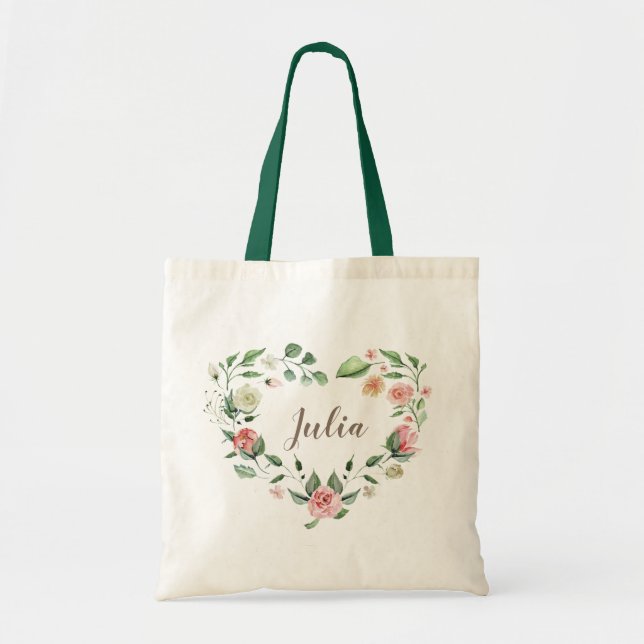 Corazón guirnalda floral Bolsa de bienvenida de da (Frente)