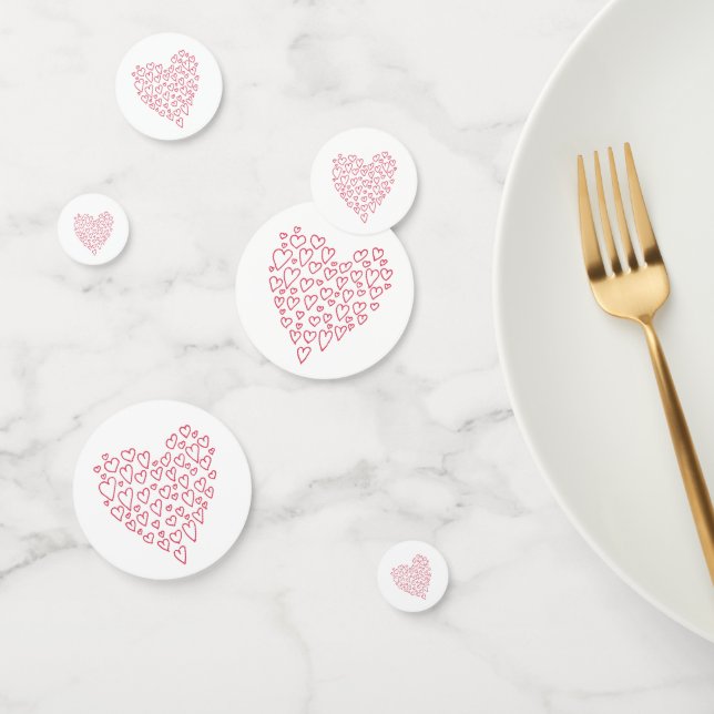 Corazón Hecho Con Corazón Rojo Confetti (Grupo)