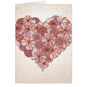 Corazón hecho de flores dibujadas mano