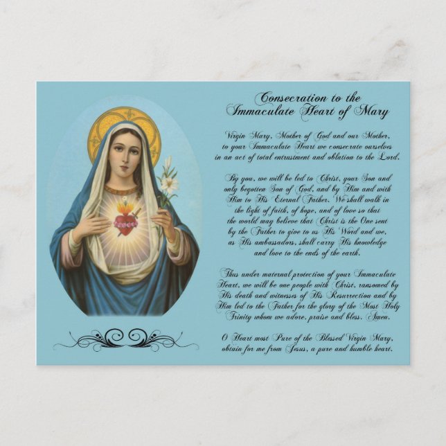 Corazón inmaculado de la postal Personalizado de M (Anverso)