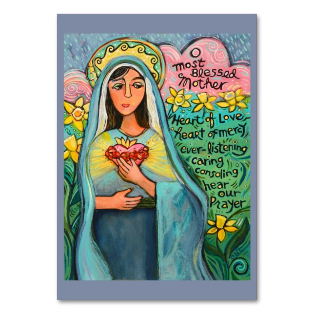 Corazón inmaculado de María, tarjeta de oración de (Anverso)