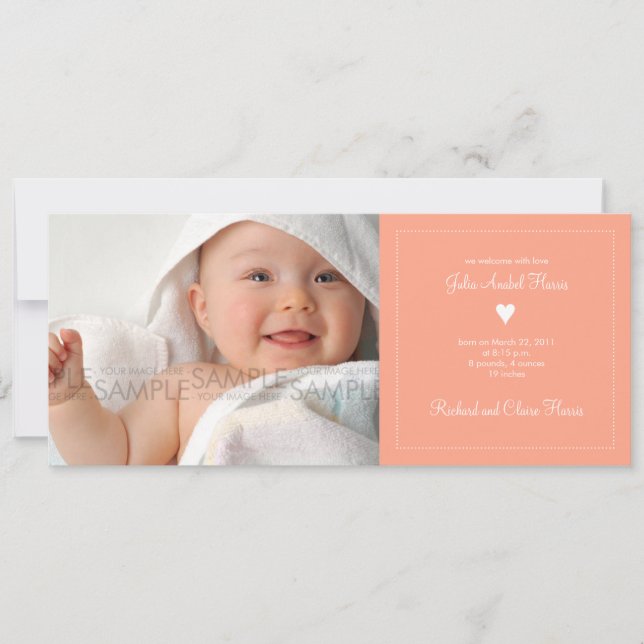 Corazón ・ Invitación para el bebé (Anverso)