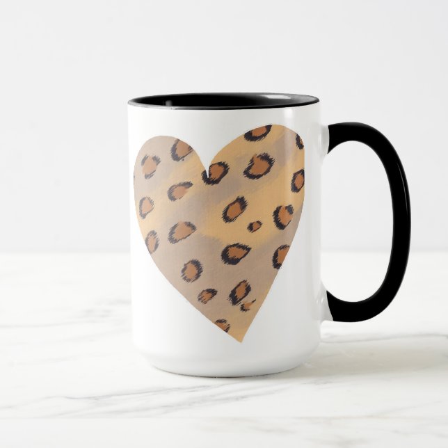 Corazón leopardo, tazas de impresión animal person (Derecha)