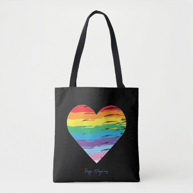 CORAZÓN LGBTQIA Bandera arco iris, bolsa de tocado (Anverso)