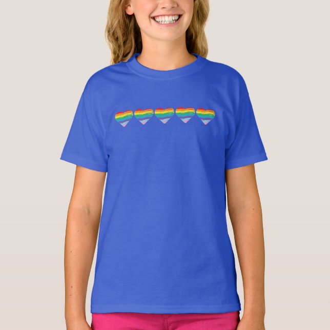 CORAZÓN LGBTQIA Bandera arco iris, camiseta de org (Anverso)