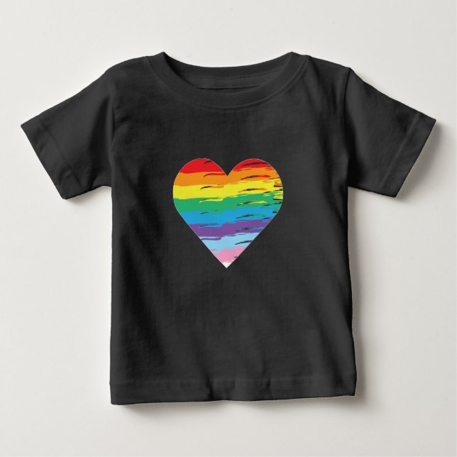 CORAZÓN LGBTQIA Bandera arco iris, camiseta del or (Anverso)