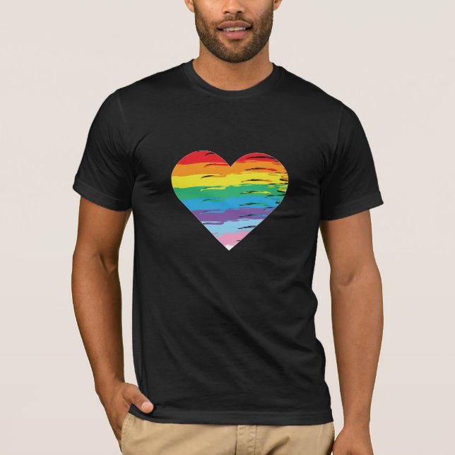 CORAZÓN LGBTQIA Bandera arco iris, camiseta del or (Anverso)