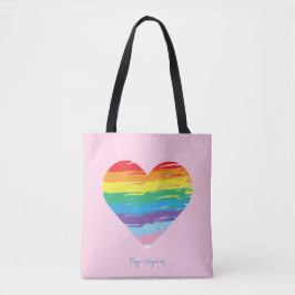 CORAZÓN LGBTQIA Bandera Arcoiris, bolsa rosada de 