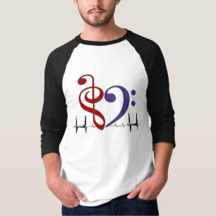 Corazón limpio de trasero EKG Onda camiseta roja y