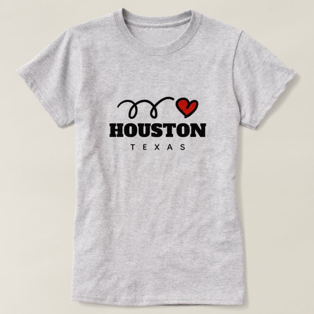 Corazón lindo Houston camiseta de Texas para mujer (Diseño del anverso)