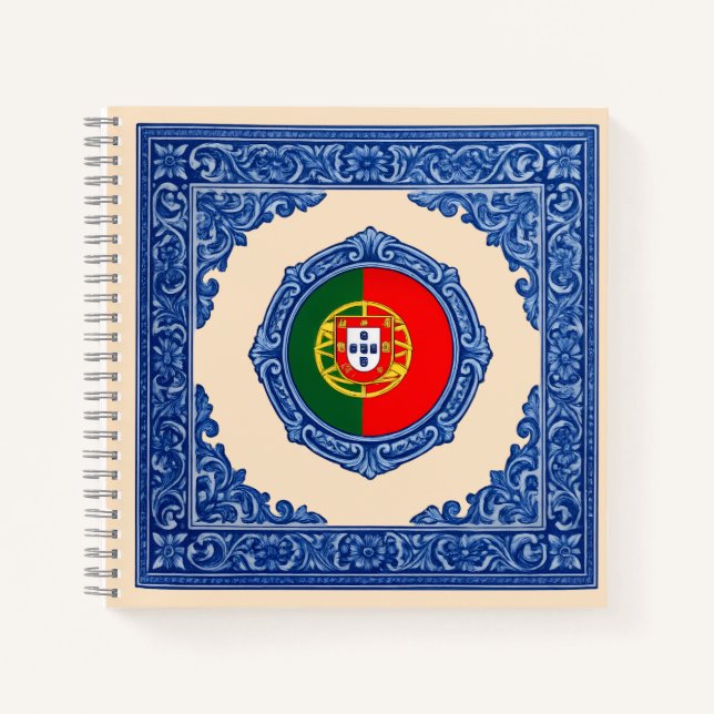 Corazón Luso: Diario Azulejo con Bandera (Anverso)