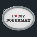 Corazón mi hebilla Doberman Belt<br><div class="desc">doberman, pinscher, dobermann, dobie, alemán, perro, cachorro, mascota, amante, amor, corazón, mi, mamá, papá, dueño, raza, bebe peludo, animal, alemania</div>