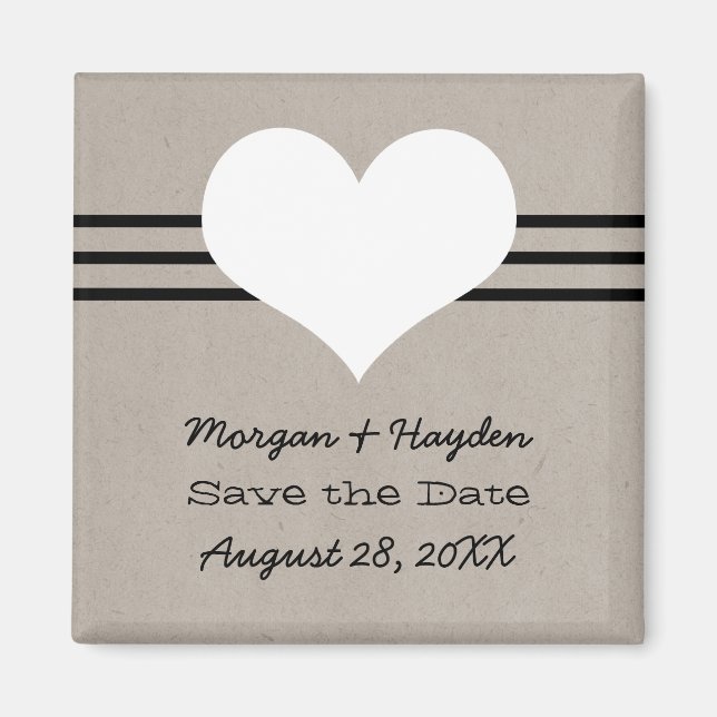 Corazón moderno salva el imán de la fecha, Beige (Frente)
