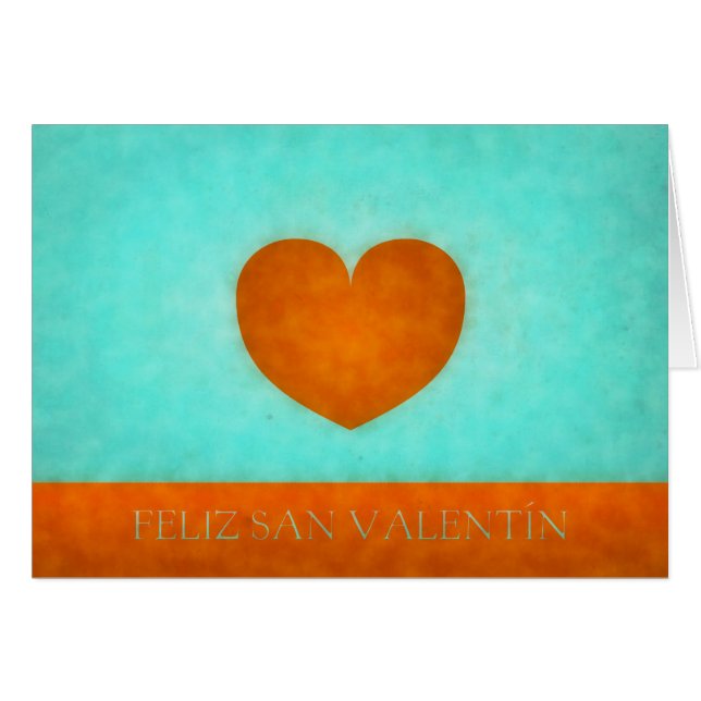 Corazón naranja acuarela Feliz San Valentín (Anverso (Horizontal))