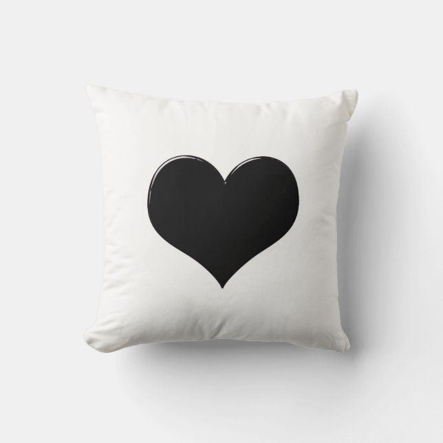 Corazón negro en blanco, almohada (Anverso)