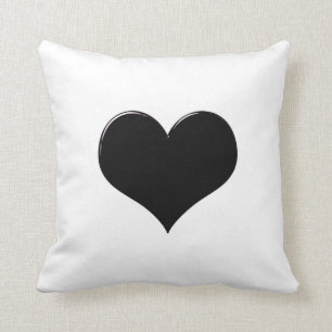 Corazón negro en blanco, almohada