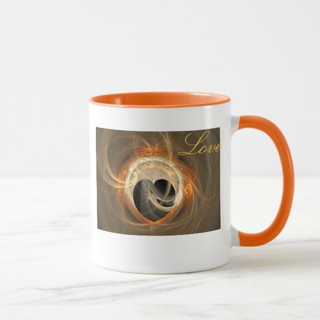Corazón negro y fractal dorado con taza de amor (Derecha)