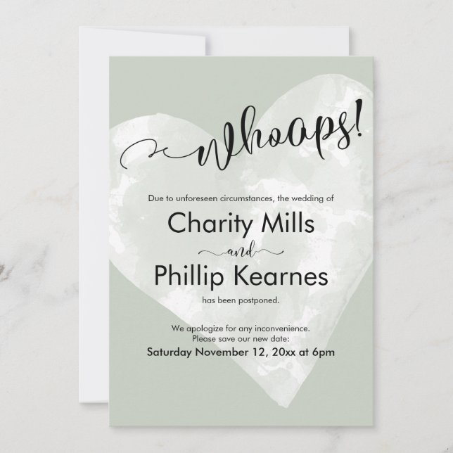 ¡Corazón para los Green Whoops! Tarjeta Boda pospu (Anverso)